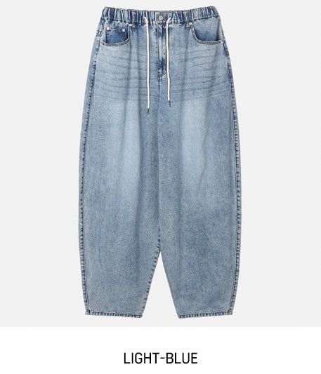 Fit String Banded Balloon Denim Pants