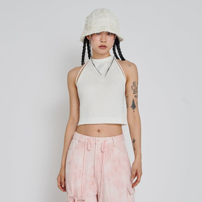 BOOKLE HALTER KNIT TOP_IVORY