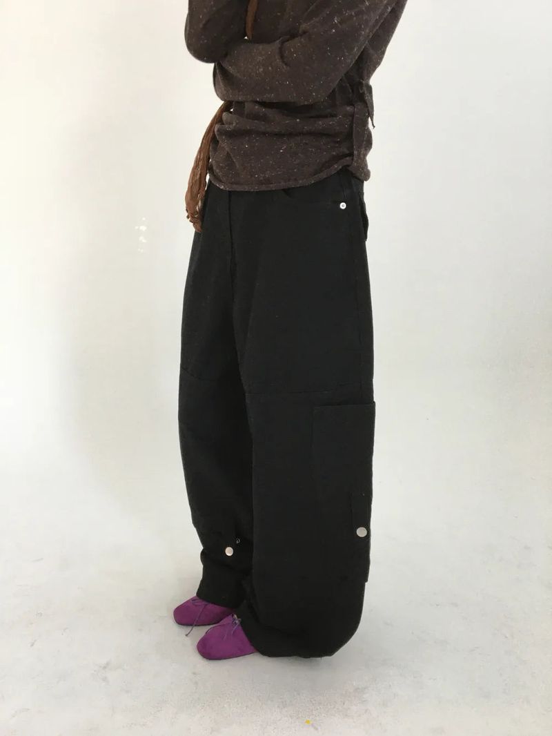 Denp Button Cargo Wide Pants (3color)