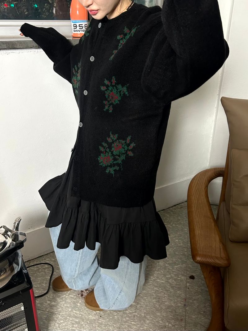 (2color) flower cardigan