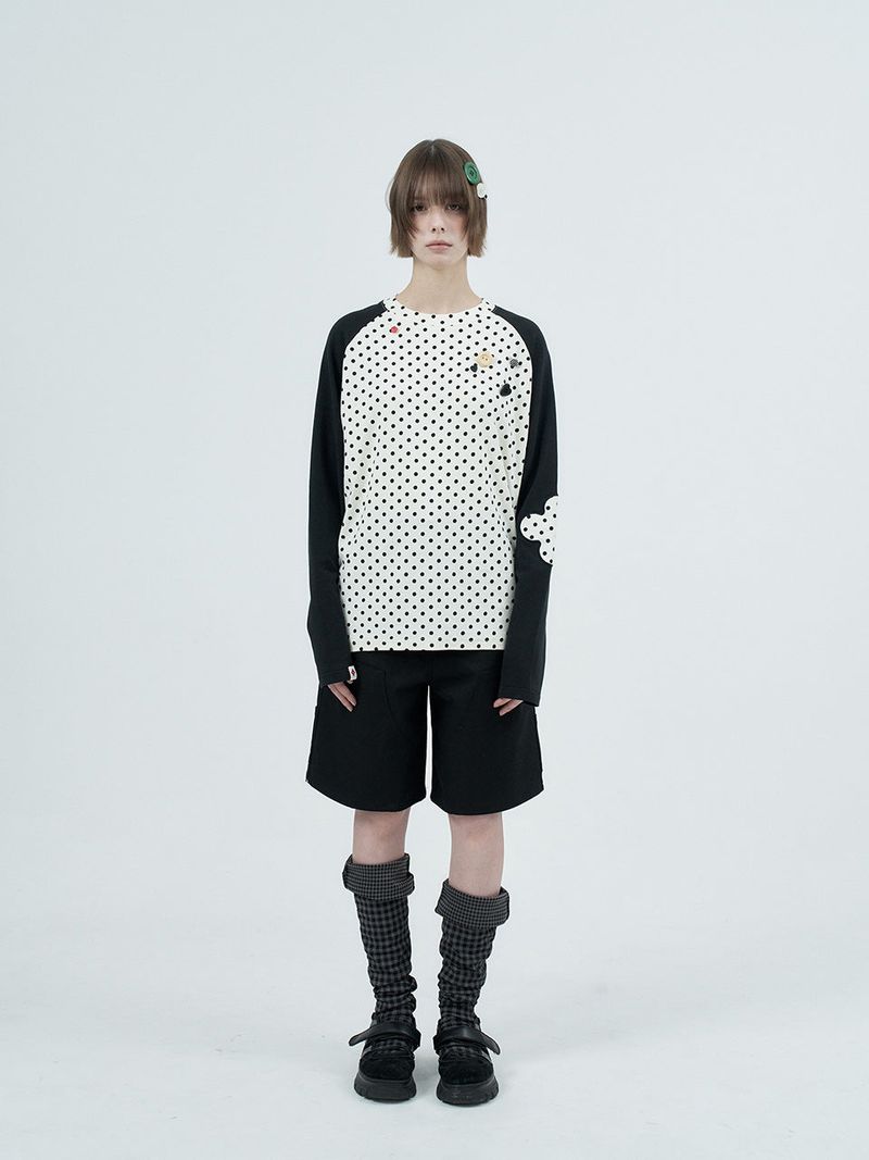 patched raglen t-shirts / white