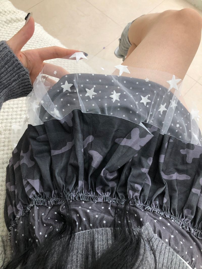 Gray Dot Camo Lace Skirt