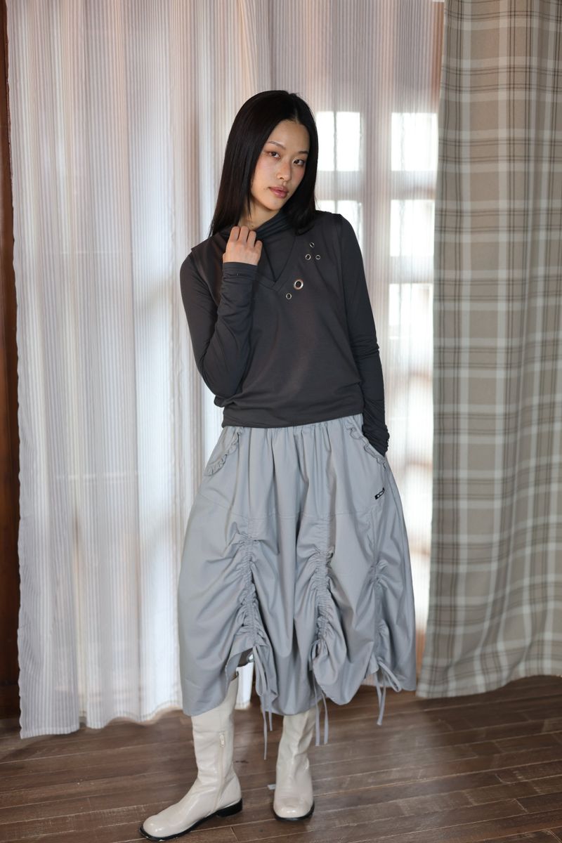  drawn ruffle skirt_grey