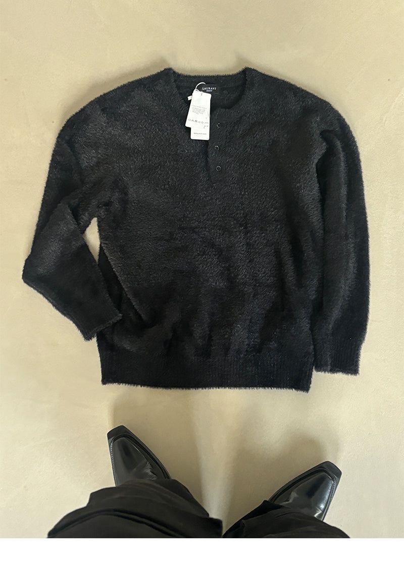  [PREMIUM][MADE] Angora hair henry neck knit(3color)