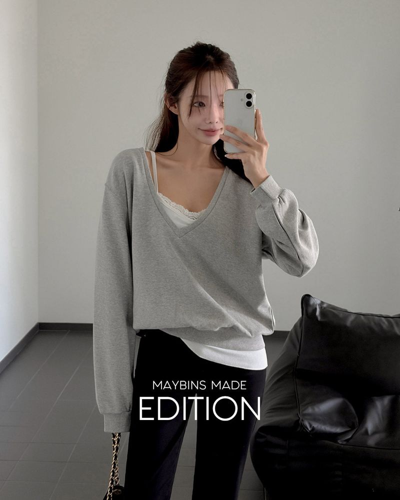 MADE. Alt Deep V-Neck Sweatshirt