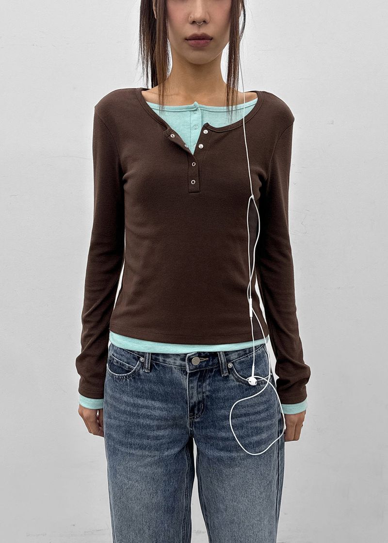 BLACKUP（ブラックアップ）の「[MADE] Yusia Layered Snap Long Sleeve T-shirt（Tops）」