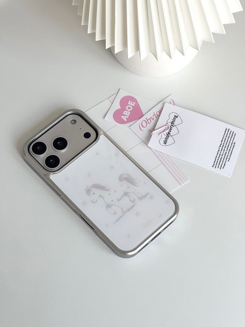 [Magsafe] PINK PONY Silver Glass Bumper Case