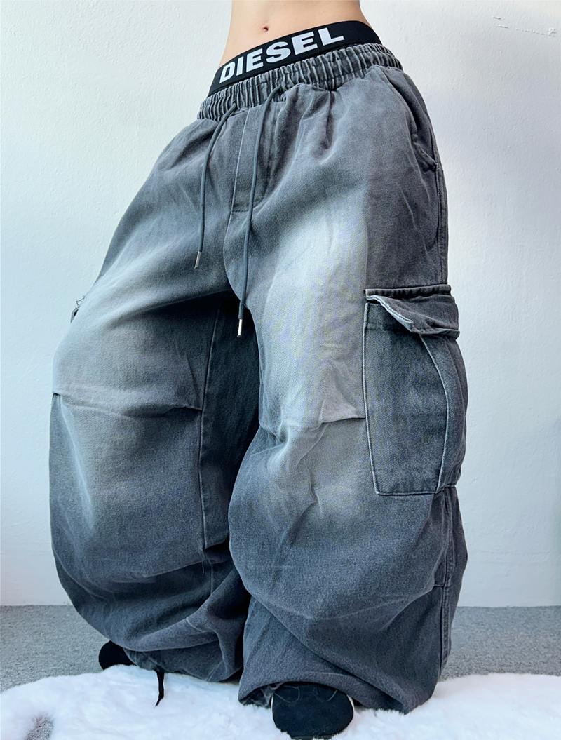 GRADATION PARACHUTE CARGO DENIM💙💚💛🩶🖤 - 4 COLORS