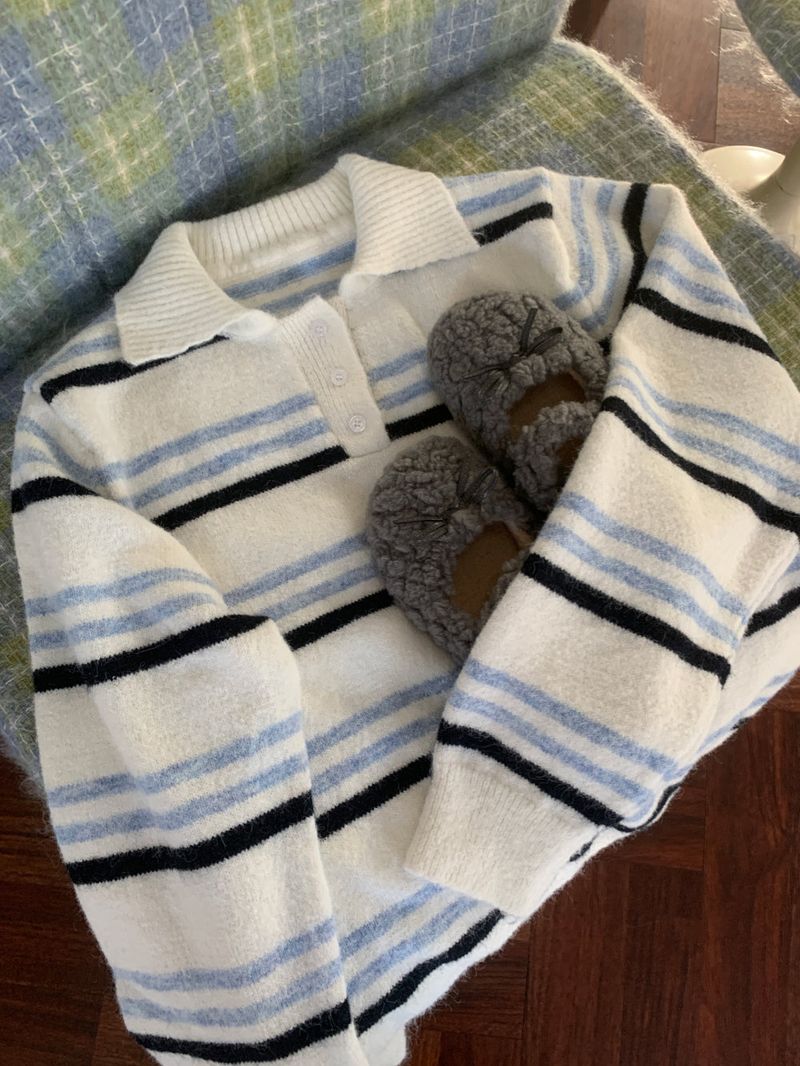 Candy Parade Collar Stripe Knit