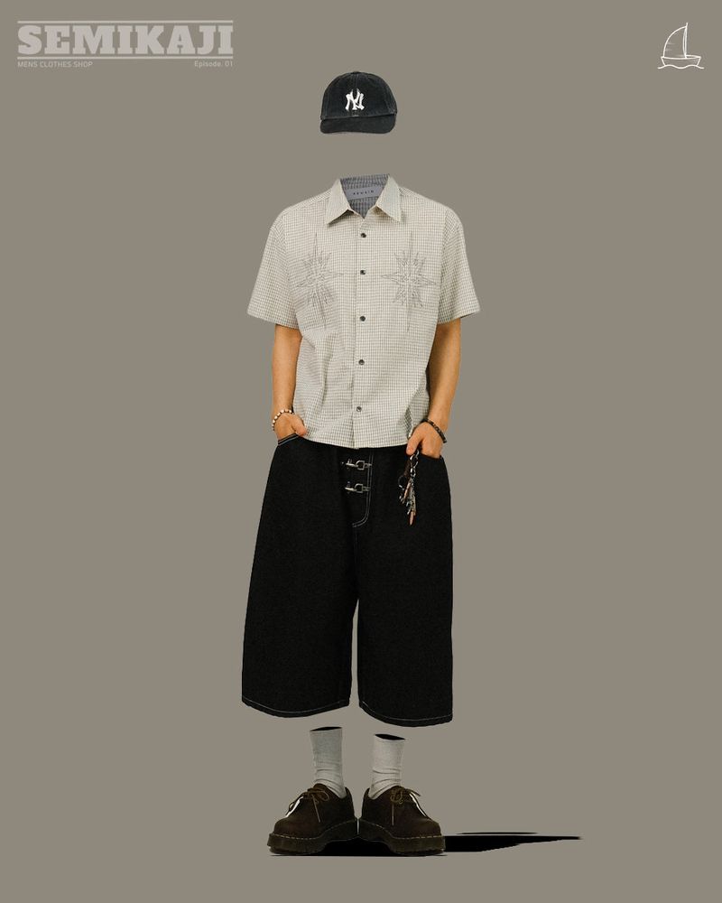 WY Hook Buckle Bermuda Denim Pants