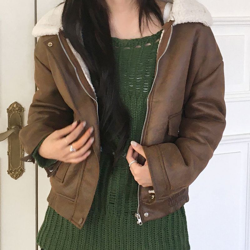 Drom Suede Soft Fur Collar Mustang Jumper