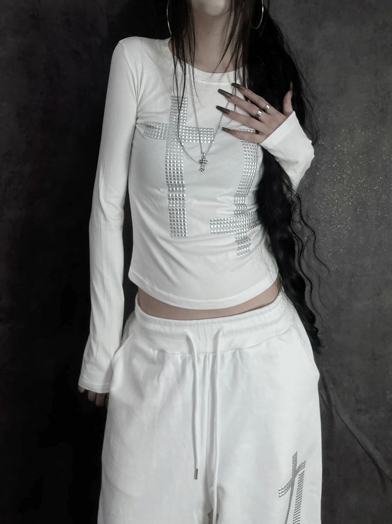 cross square stud T (2color)