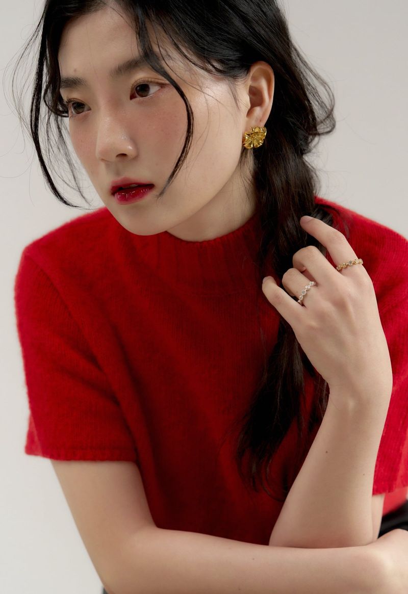 boom flower earring - gold