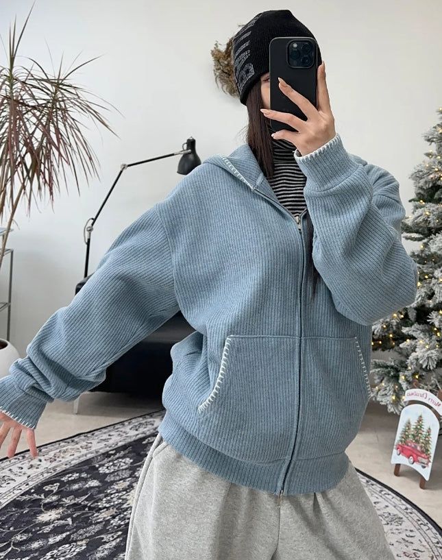 SATIIIZ（サティーズ）の「Any Stitch Knit Hood Zip Up（Tops）」