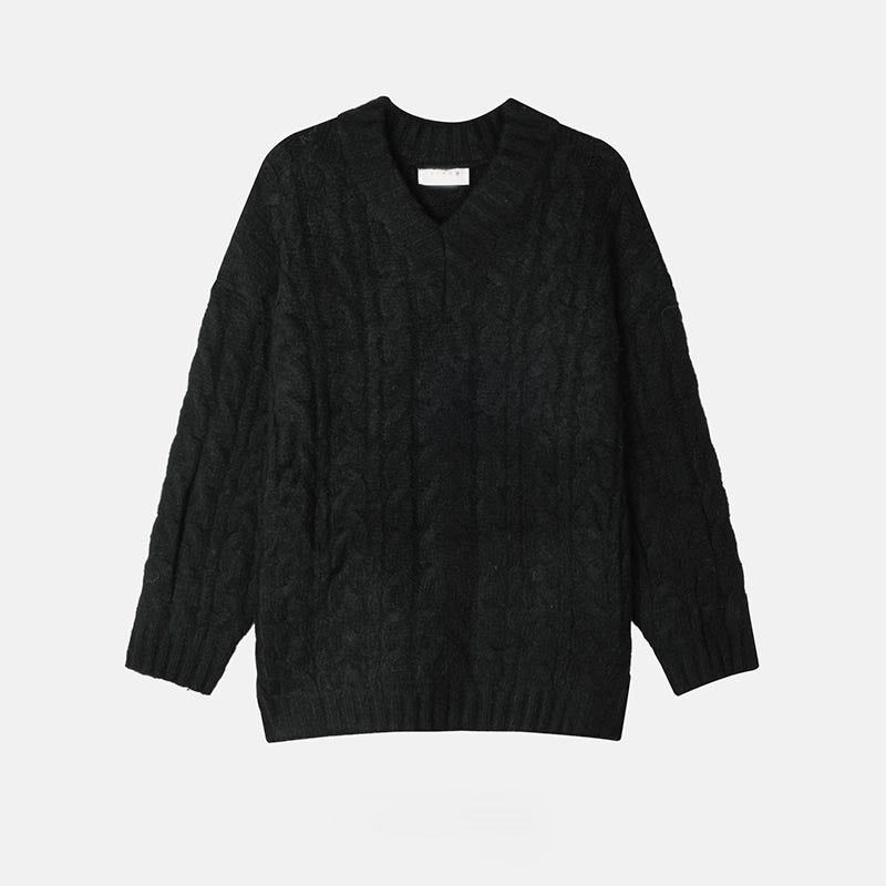 ASCLO Wool Craft Twist V Neck Knit (3color)
