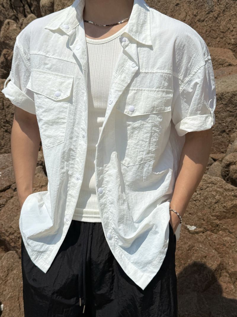 Nylon roll-up western shirt