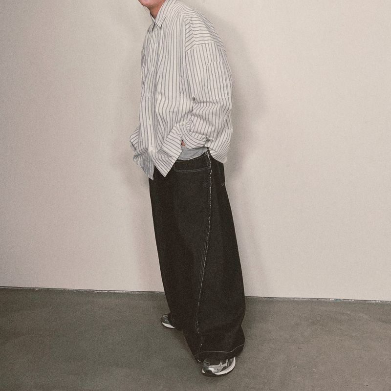 offset stripe shirt_white