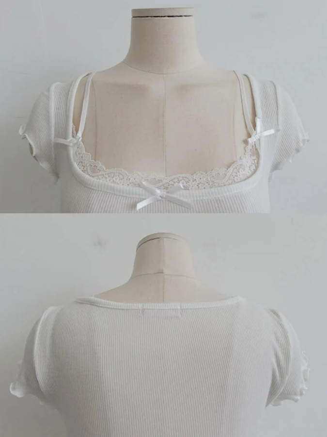 RUFFLE-TRIM RIBBED BABY TEE (4COLORS!)