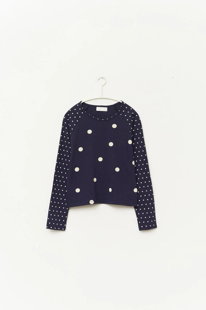 (W) Greek Dot Raglan Top