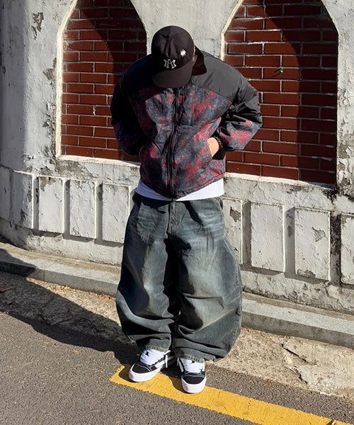 Wide Vintage-Washed Denim Balloon Pants