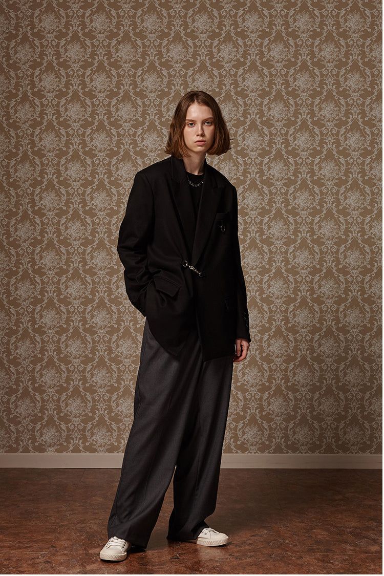 Belted wide slacks