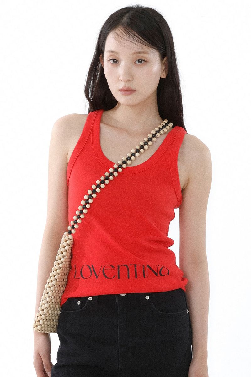 Loventina（ラヴェンティナ）の「DEEP NECK SLEEVELESS TOP_ALL RED（Tops）」