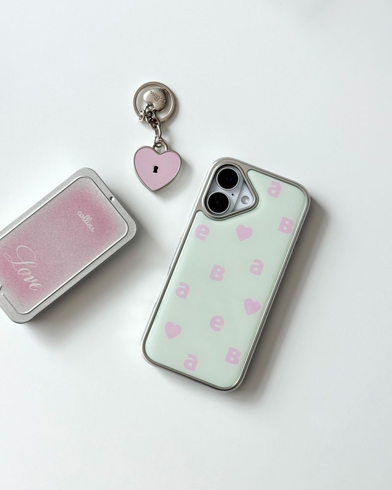 NEW LOGO Mint Pink Silver Epoxy Case