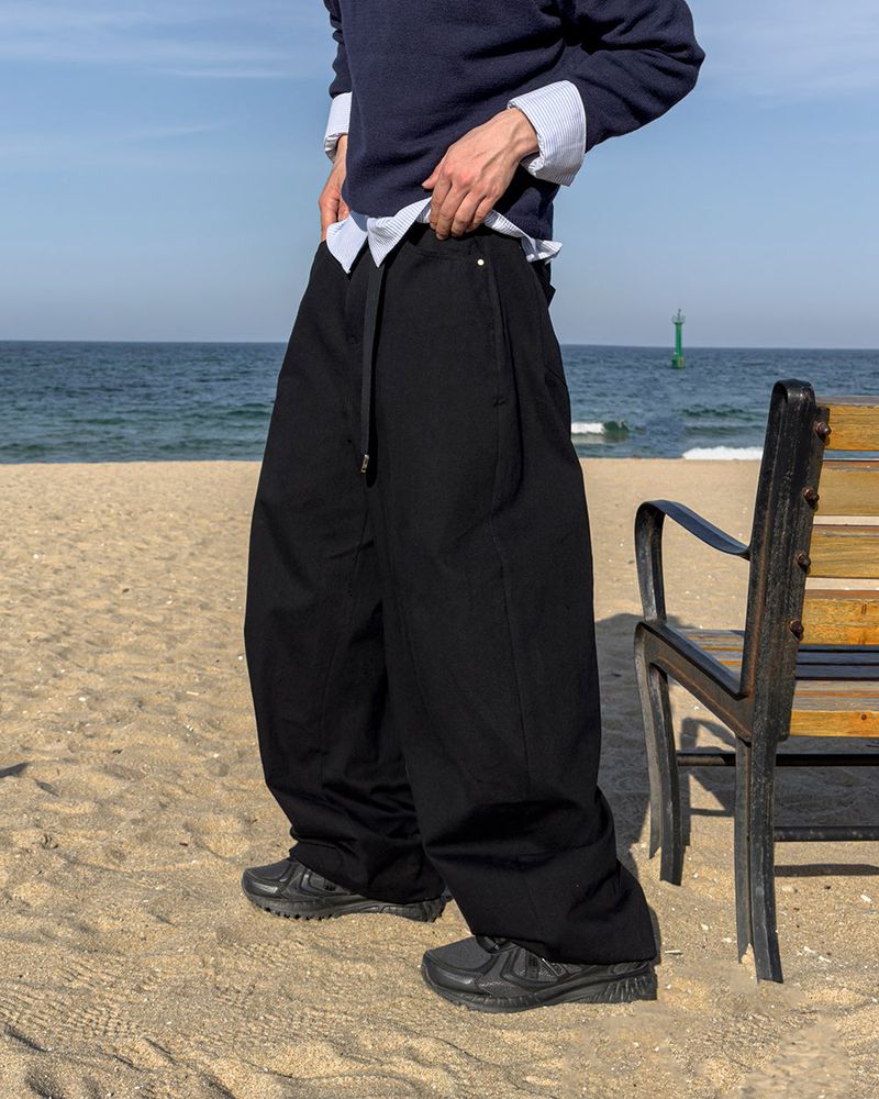 Bino Curved Wide Cotton Pants