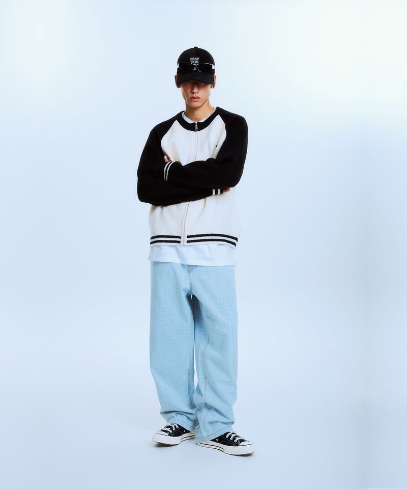 939 RAGLAN KNIT ZIP-UP (BLACK)