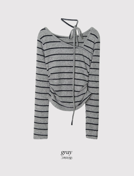 #Border Tie Point Slim Long Sleeve T-shirt (2color)
