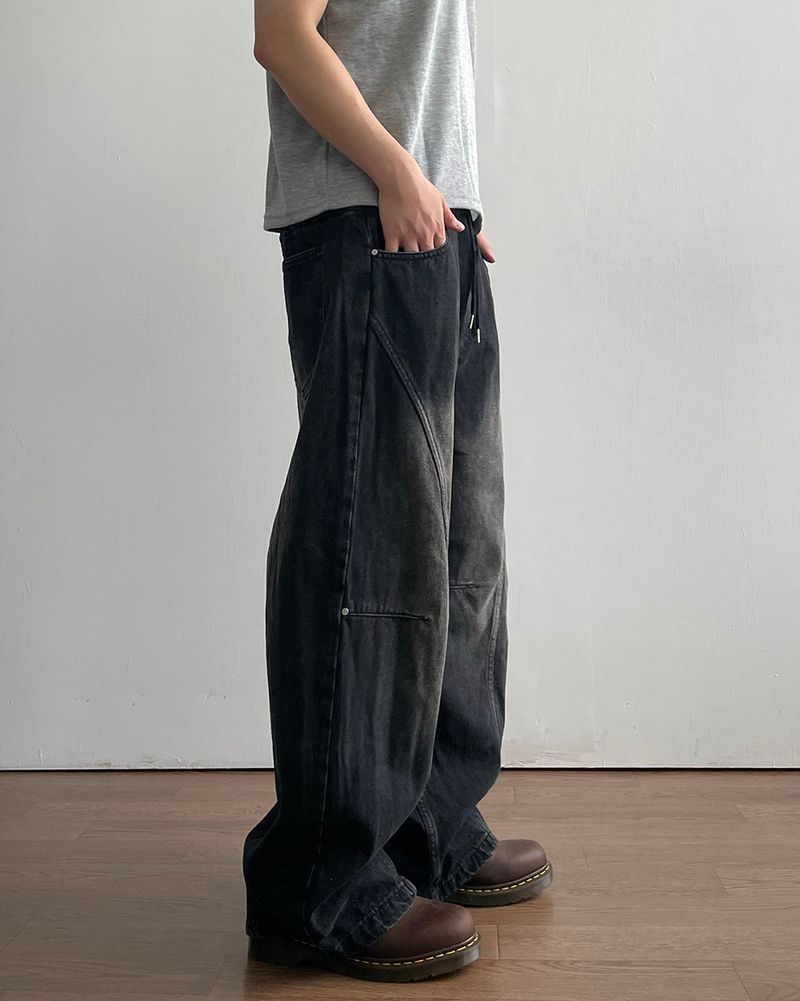 ブロックパネルデニムパンツ