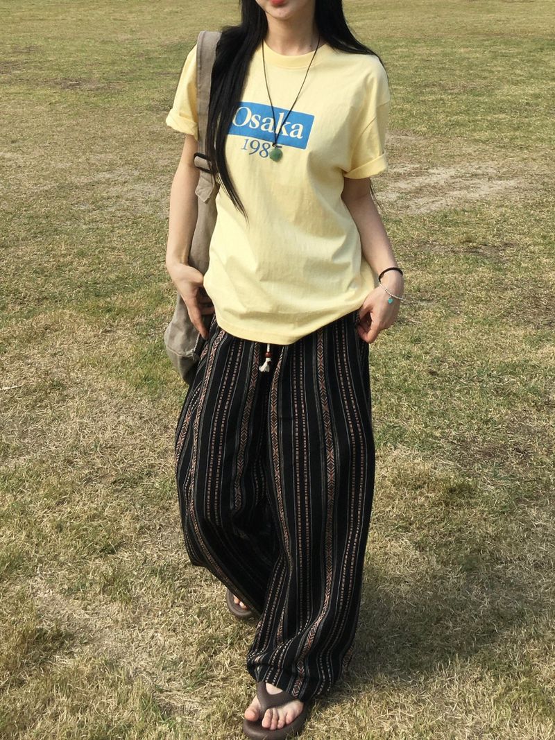 Inca Ethnic Striped Elastic Pants (2c)