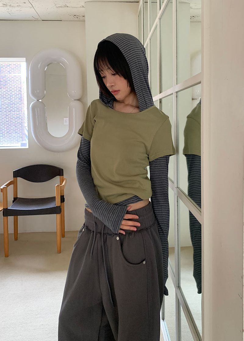 RIVET STRIPE HOOD TEE