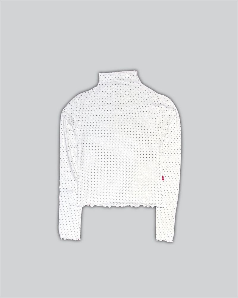 SAYSAYSAY（セイセイセイ）の「White Classic Dot Mock Neck Top（Tops）」