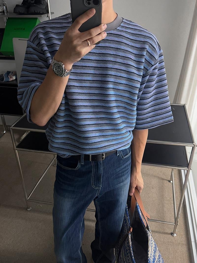 ASCLO Crayon Multi Border Short Sleeve T Shirt (3color)