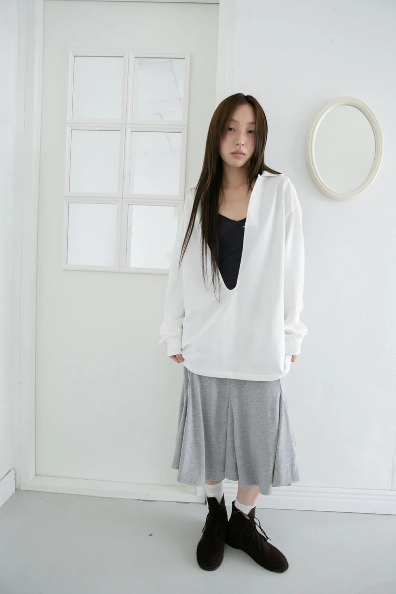 open button collar top(2colors)