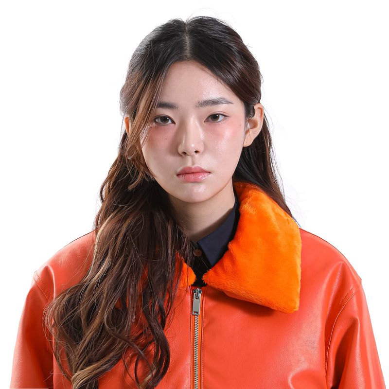 RIDERS LEATHER BOMBER ORANGE