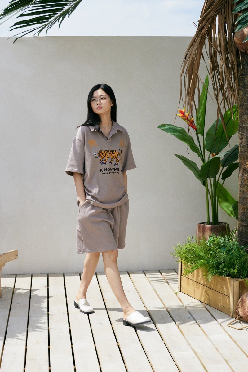 MU-WI PIN-KNIT 1/2 COLLAR-TEE (Beige)