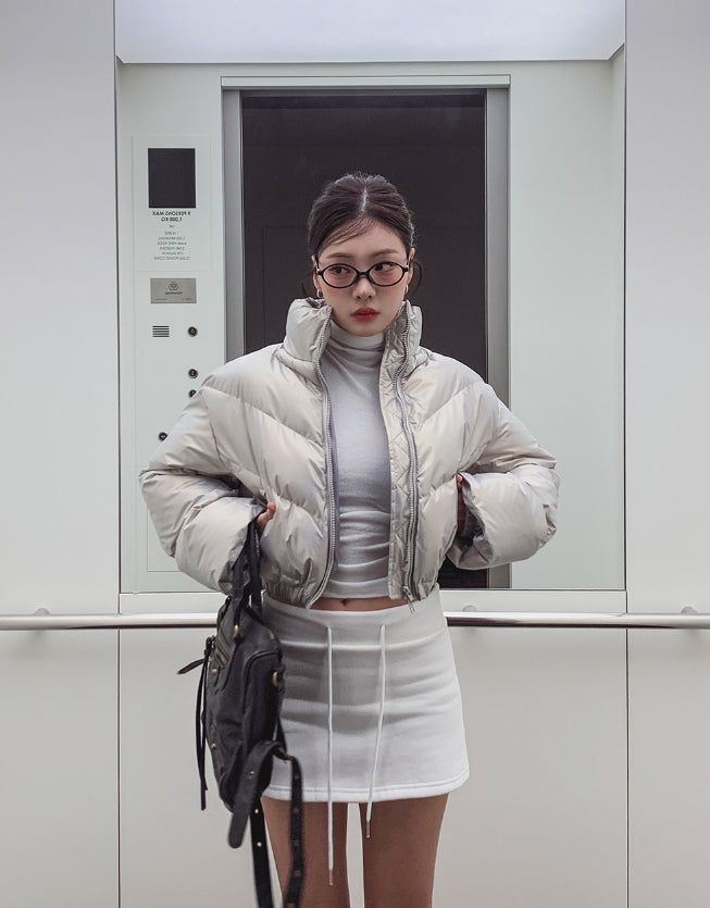 Terry Two Way Diagonal Glossy Crop Padding