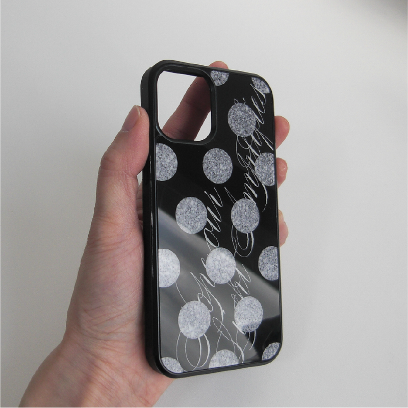 [MADE] glitter dot slogan glass bumper case