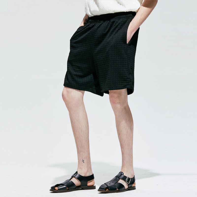2way waffle half banding pants black