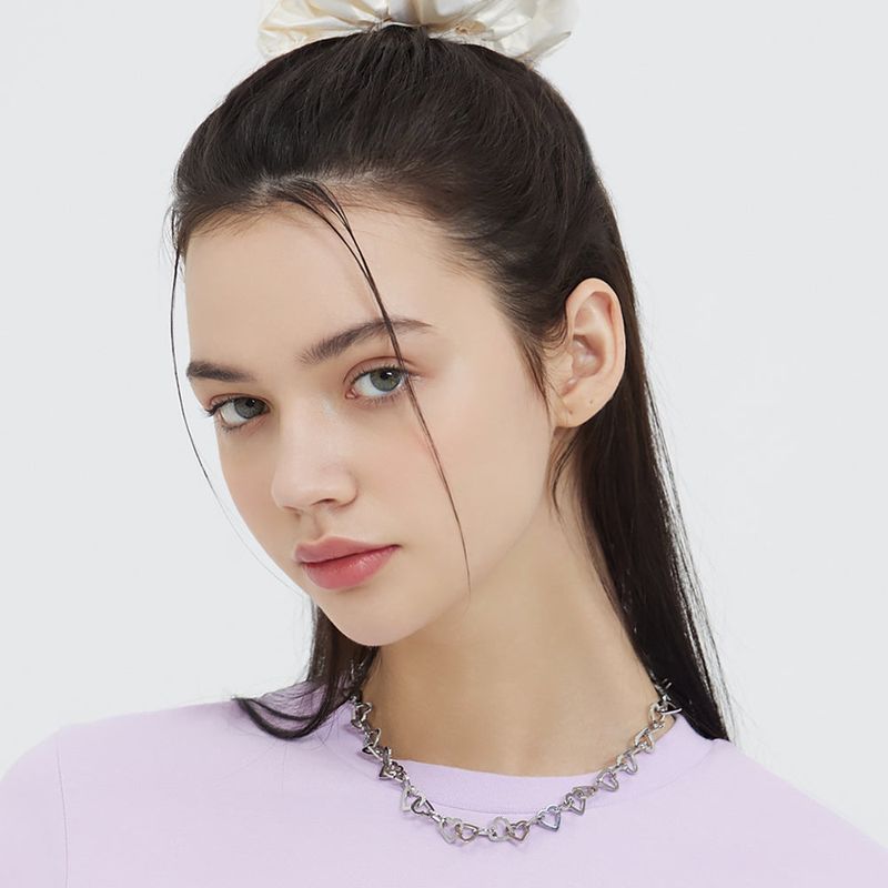 HIGHTEEN HEART RING CHAIN SURGICAL CHOKER NECKLACE