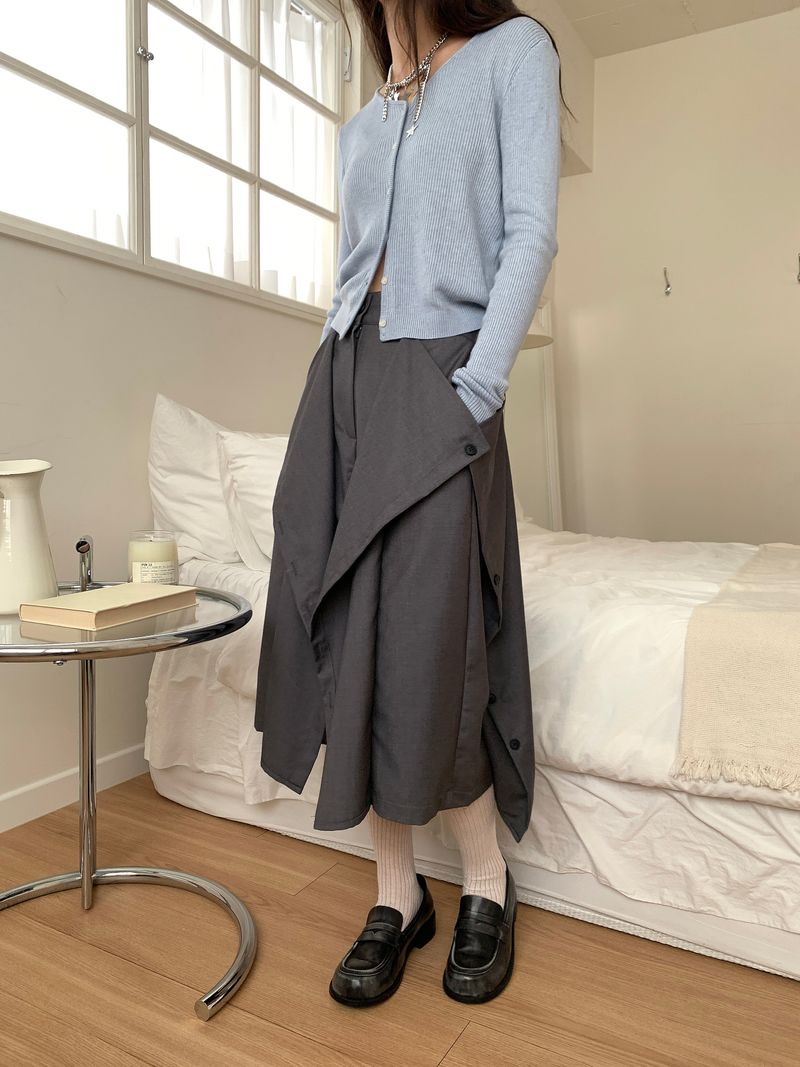 BUTTON TWO-WAY BERMUDA SLACKS (3C)