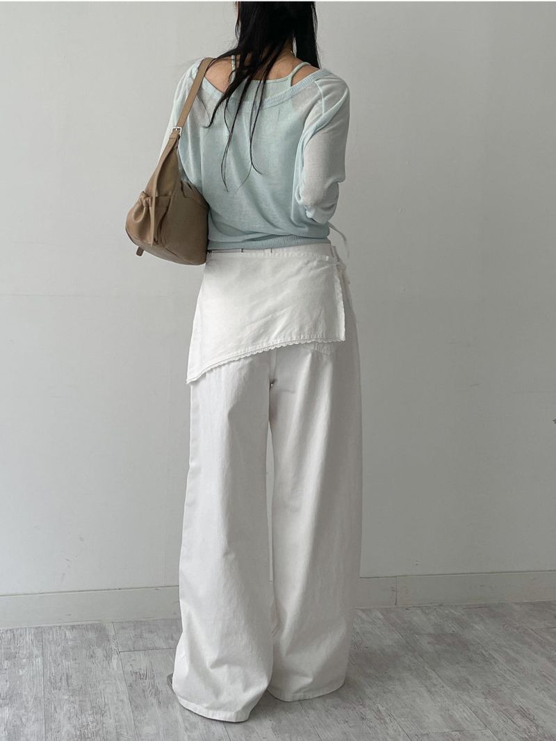 Lace Wrap Balloon Fit Wide Pants