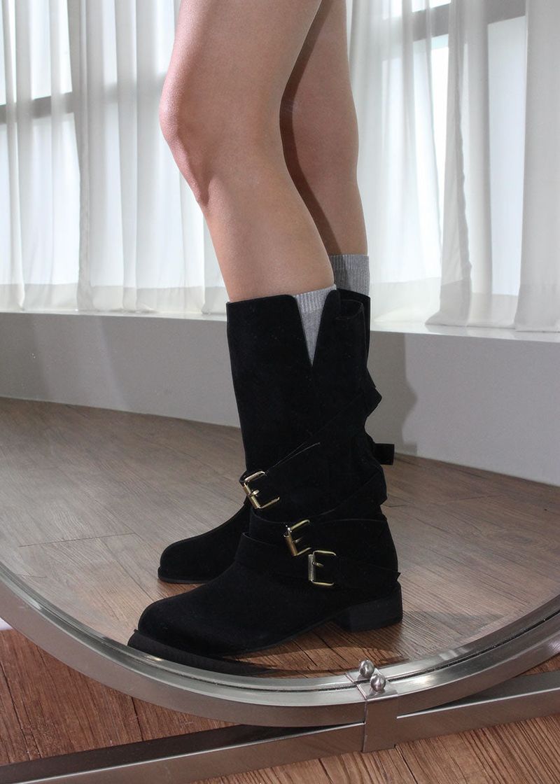 SUEDE BELT MIDDLE BOOTS
