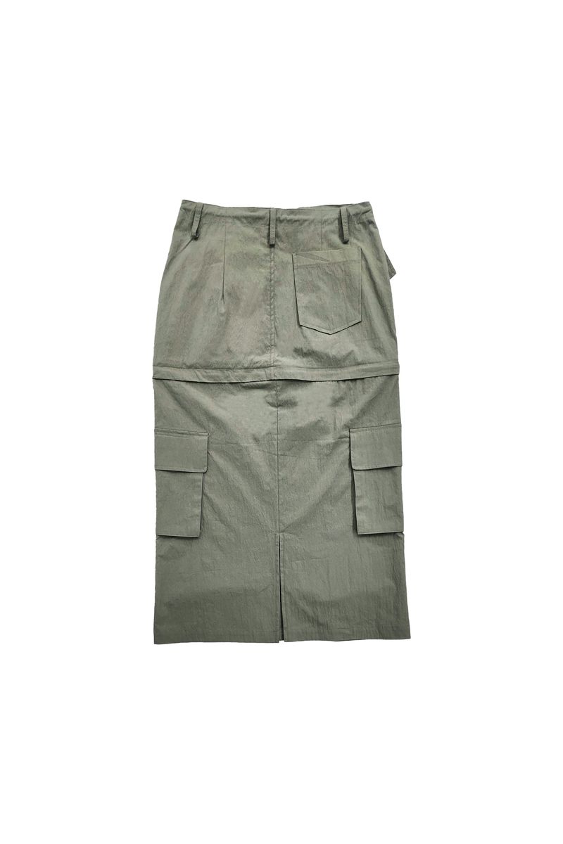 DOUBLE CUT CAGO SKIRT / KHAKI