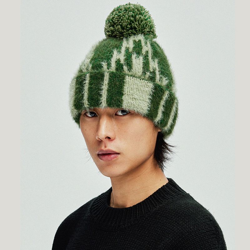navajo pattern beanie green