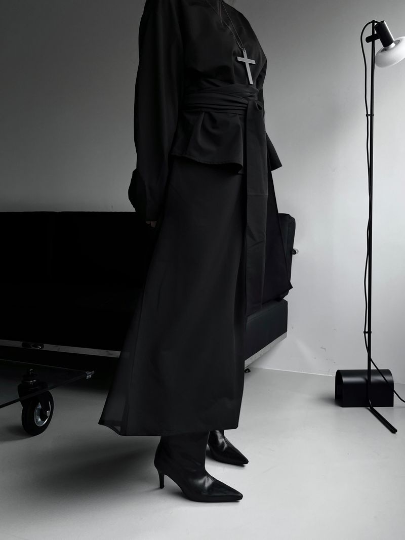 twin sheer belted set-up (4color)