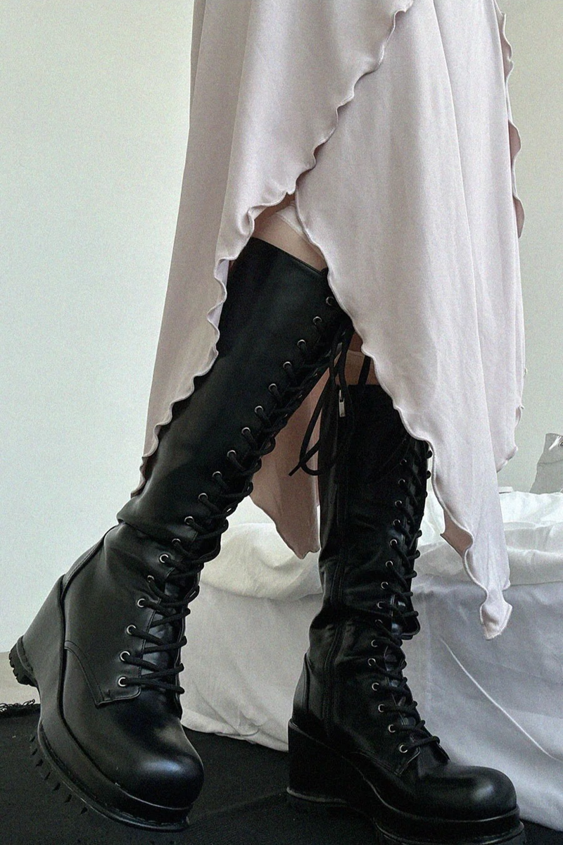 ROCK CHIC LACE-UP LONG BOOTS