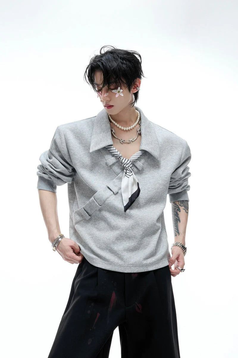 Argue Cultureの「Striped Scarf V-Neck Polo Sweatshirt（Tops）」